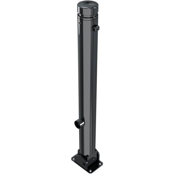 Ornamental bollard | Series 482B | � 82 mm | foldable, self-engaging lockto be fixed by plugs, with base plate 100 x 150 mm | with triangular locking mechanism acc. with DIN 3223 | without eyelet